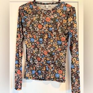 Topshop Multicolor Floral Long Sleeve Top